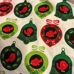 Fabric Christmas Birds ornaments 1 yard x 44” wide David Textiles Inc cotton